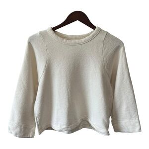 Madewell cream dolman sleeve asymmetrical button sweater oversized Sz XS